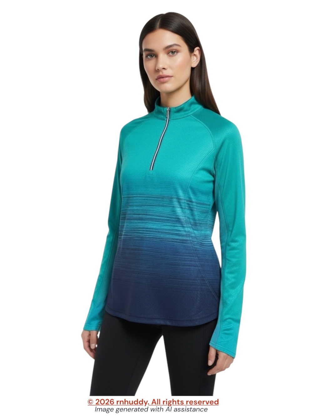 Pebble Beach L ombré striped 1/4 zip pullover